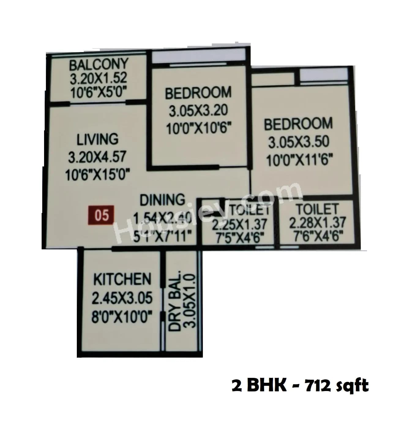 Unit plan - 712 sq.ft.