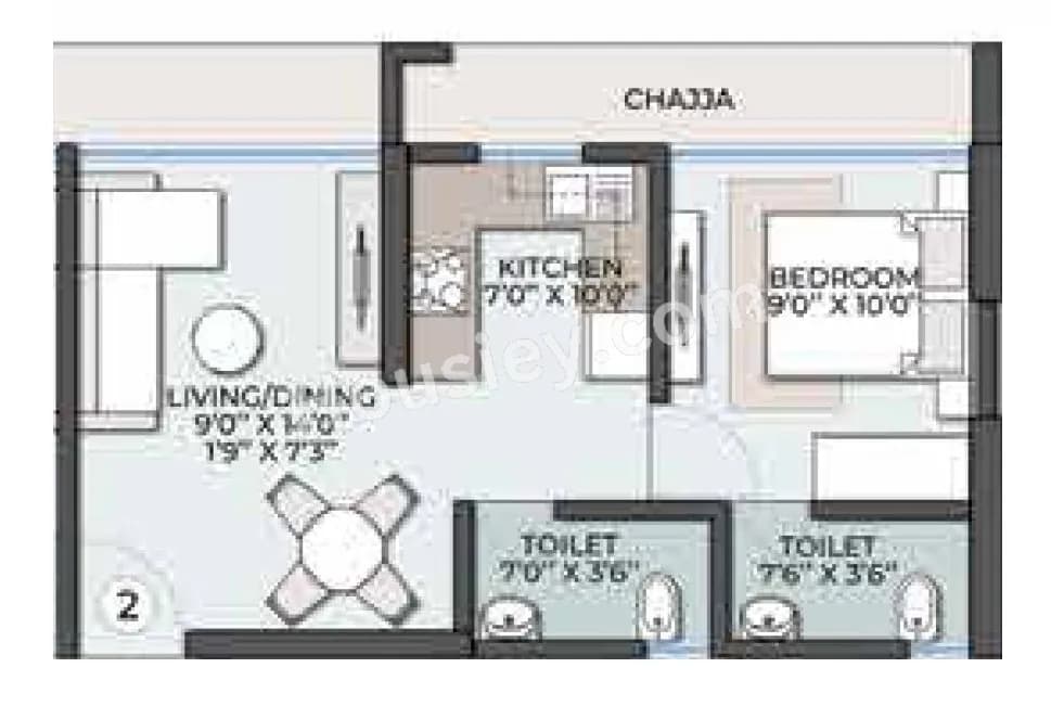 Unit plan - 374 sq.ft.