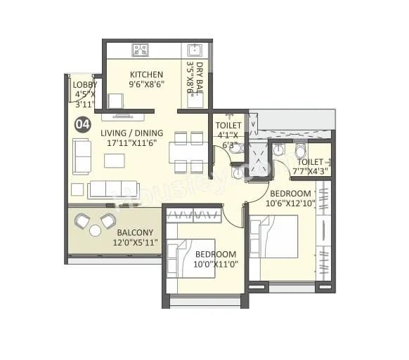 Unit plan - 764 sq.ft.