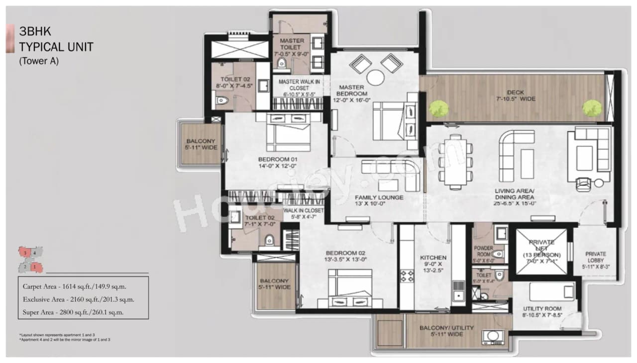 Unit plan - 1614 sq.ft.