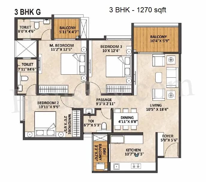 Unit plan - 1270 sq.ft.