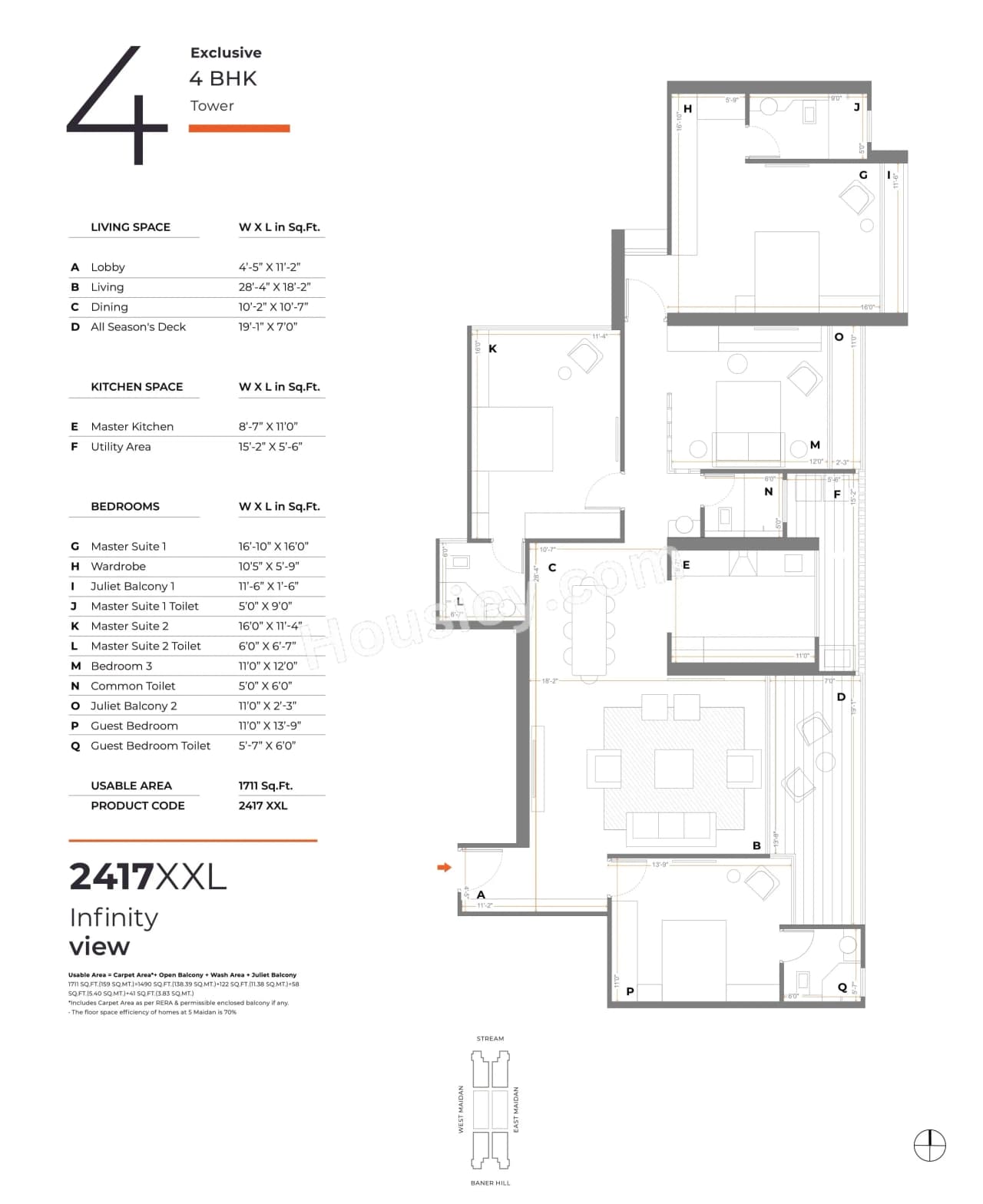 Unit plan - 1711 sq.ft.