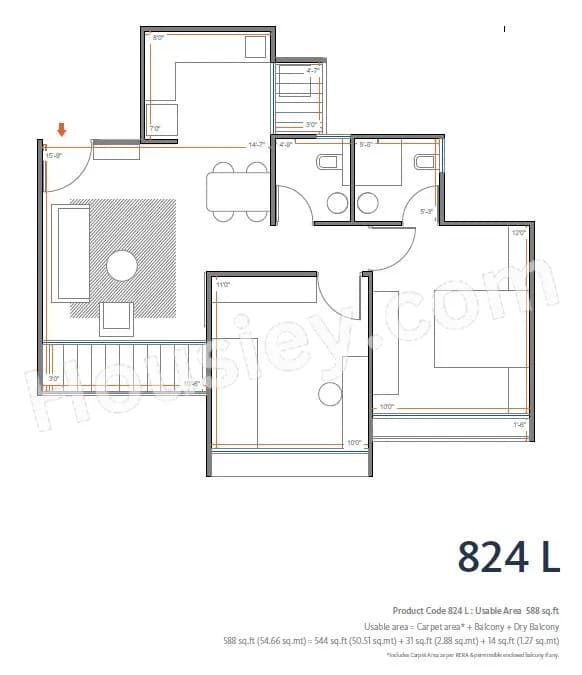 Unit plan - 588 sq.ft.