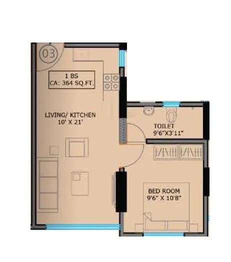 Unit plan - 364 sq.ft.