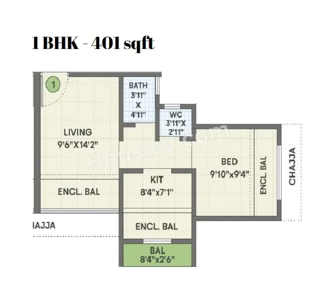Unit plan - 401 sq.ft.