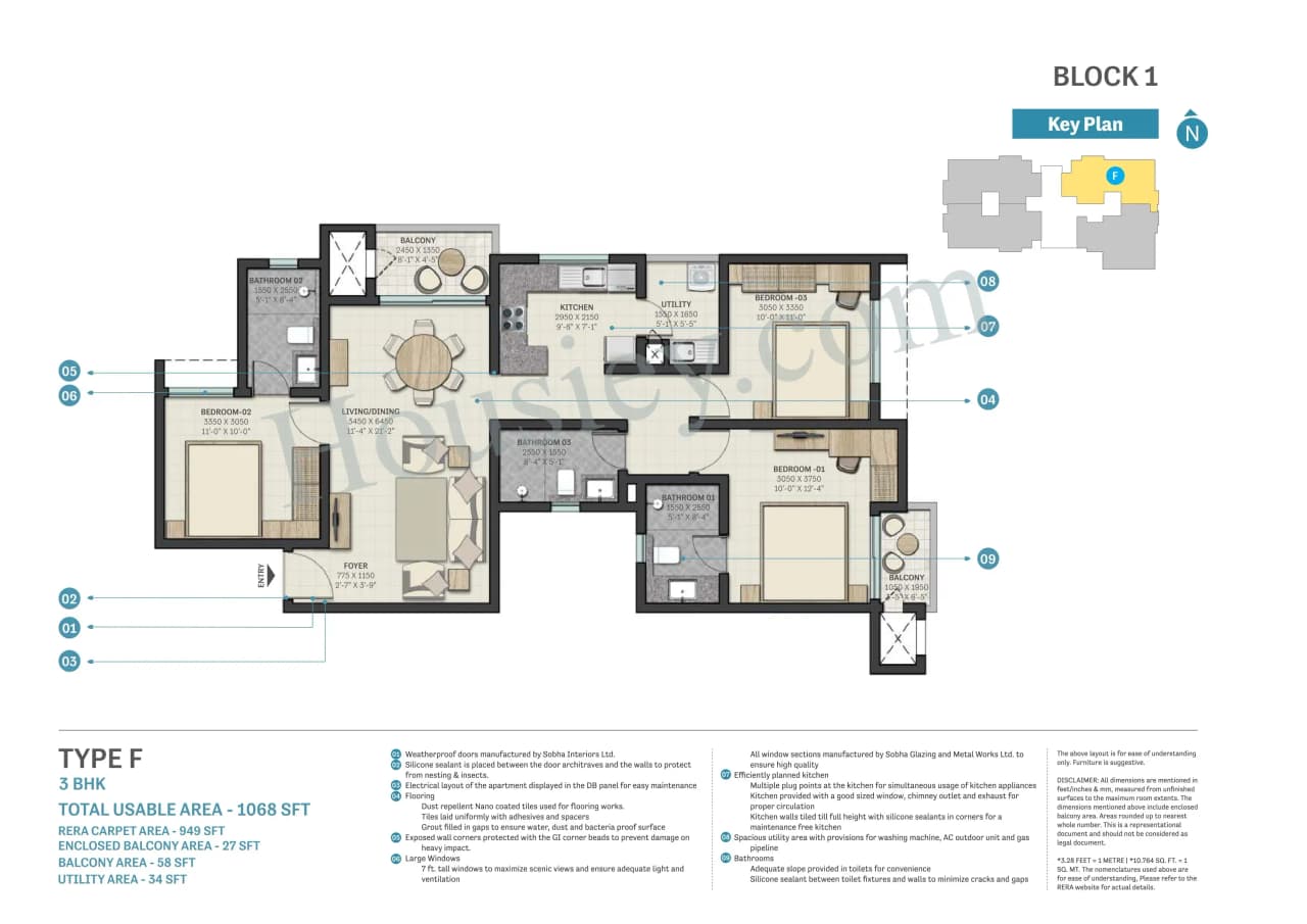 Unit plan - 1068 sq.ft.