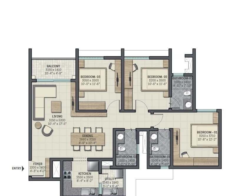 Unit plan - 1069 sq.ft.
