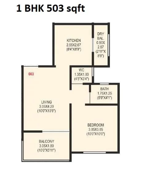 Unit plan - 503 sq.ft.