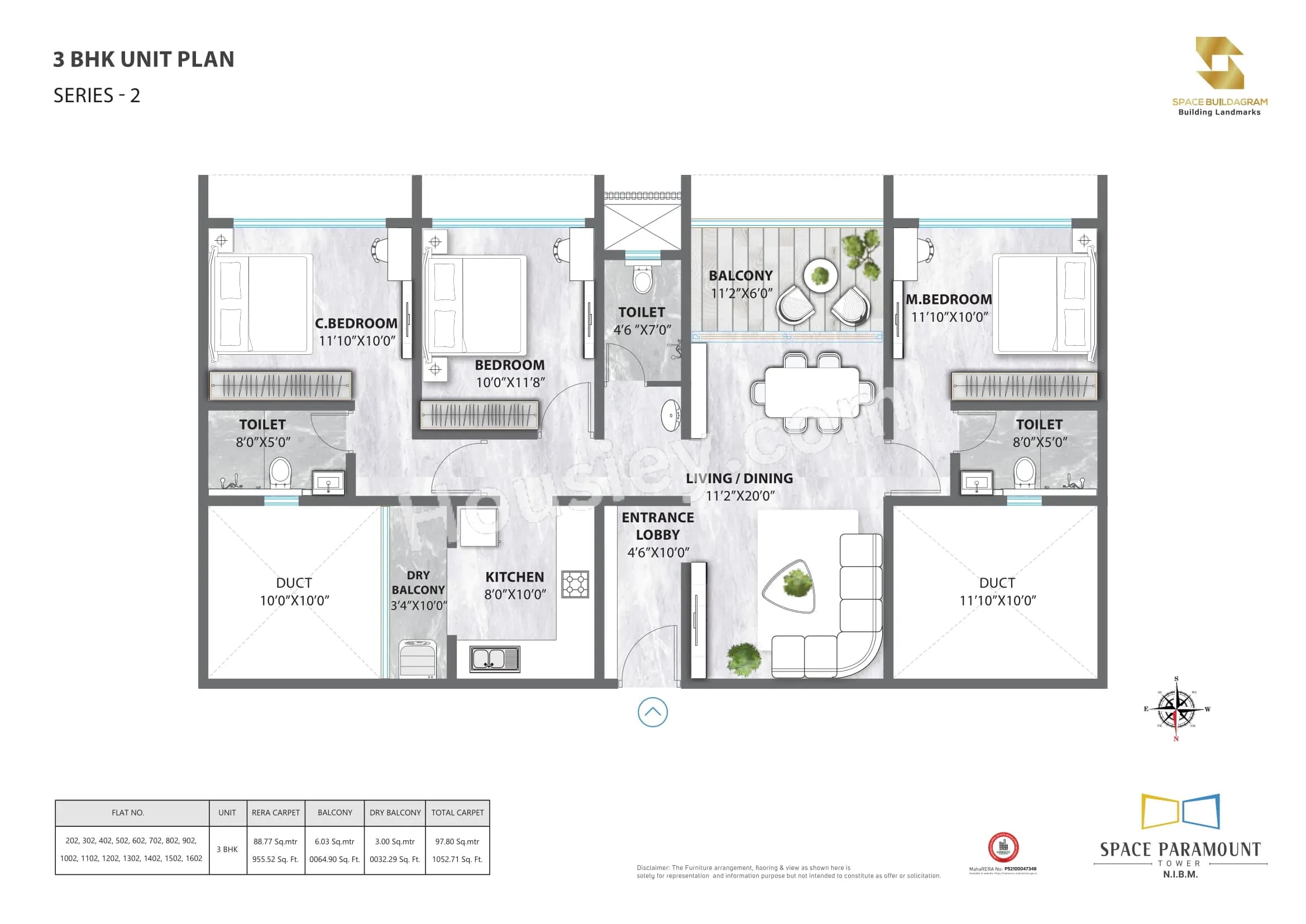 Unit plan - 1052 sq.ft.