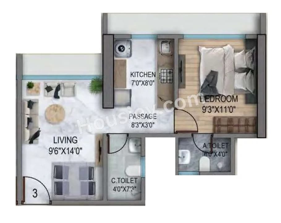 Unit plan - 383 sq.ft.
