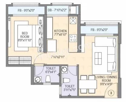 Unit plan - 490 sq.ft.