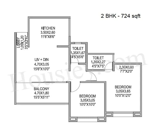 Unit plan - 724 sq.ft.