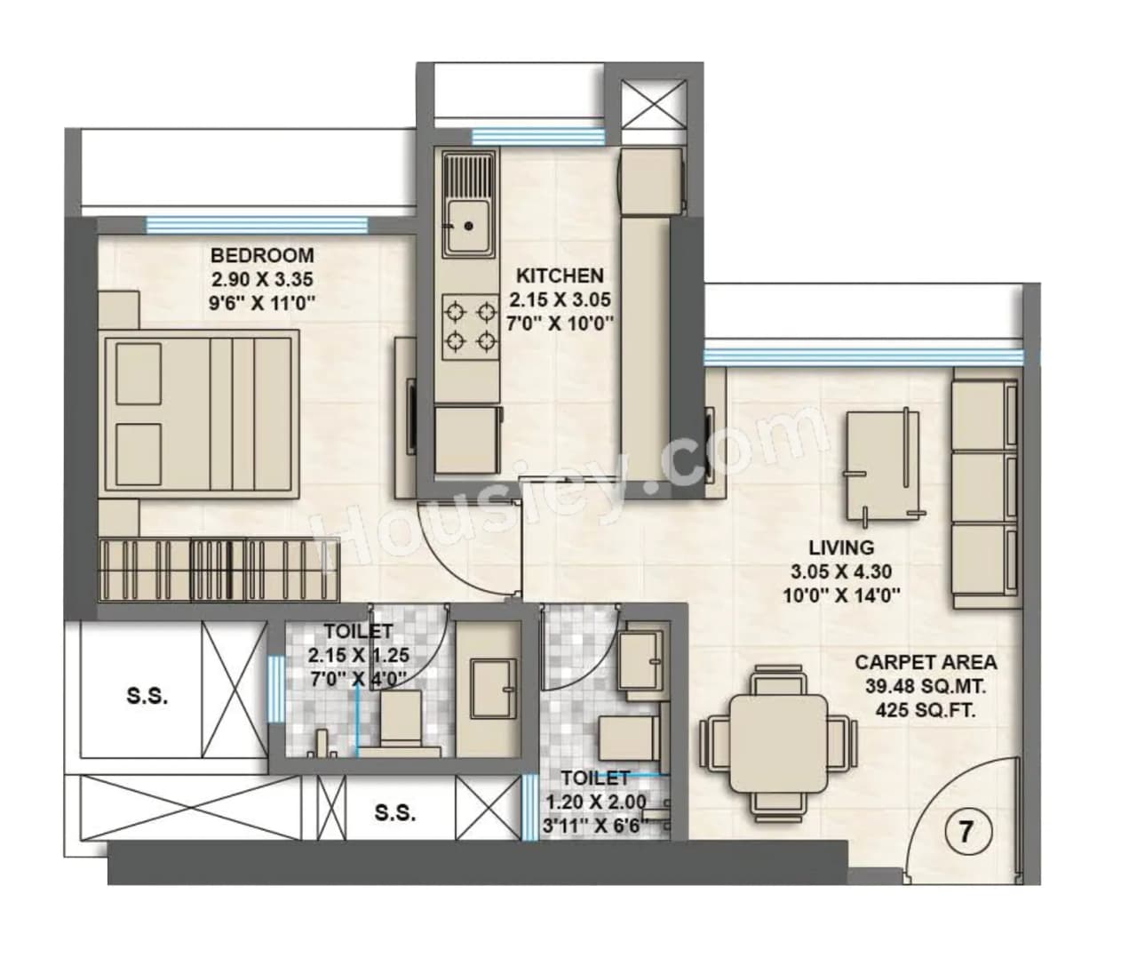 Unit plan - 425 sq.ft.