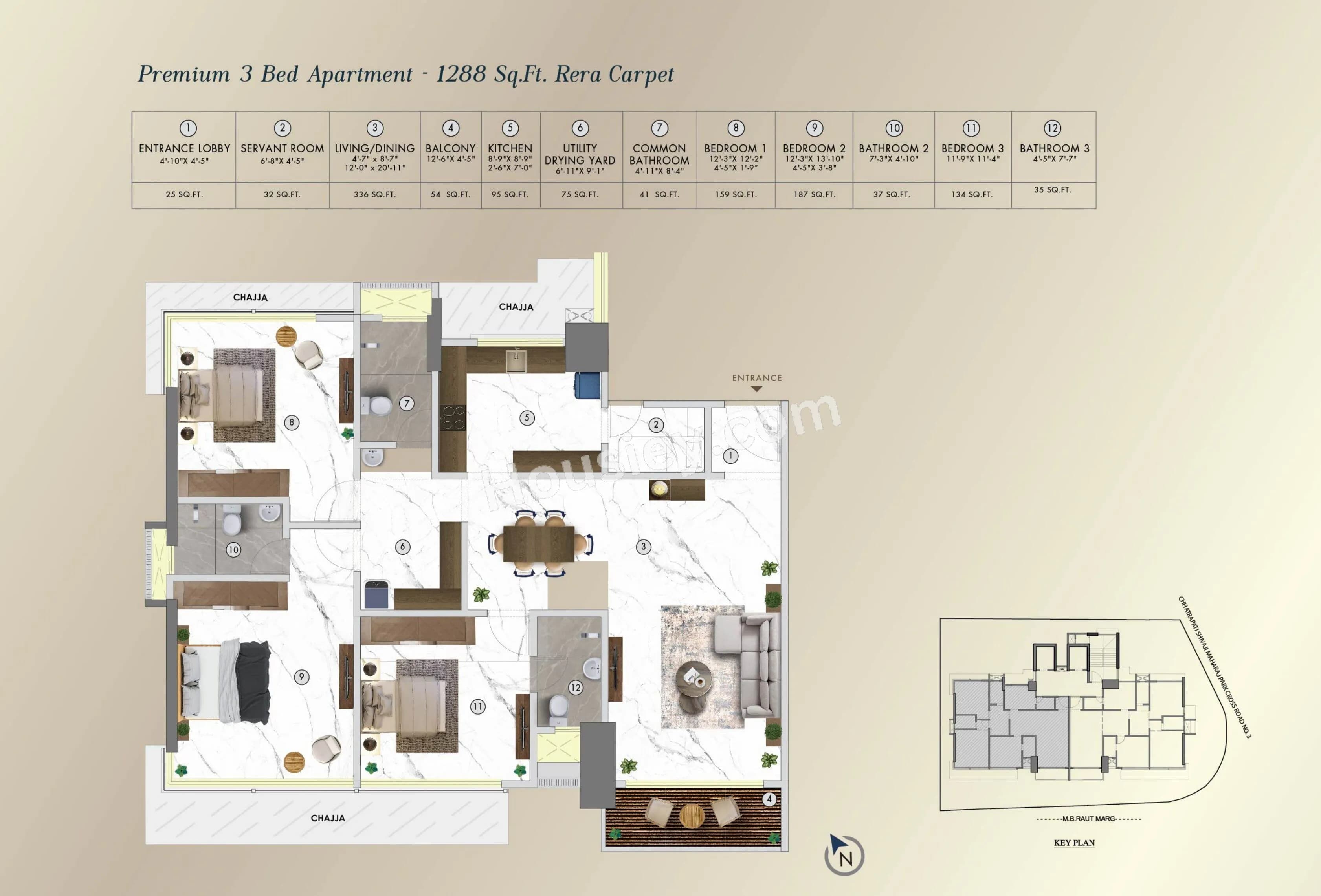 Unit plan - 1288 sq.ft.