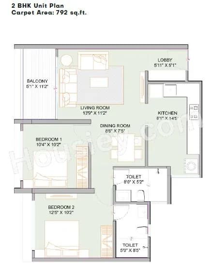 Unit plan - 792 sq.ft.
