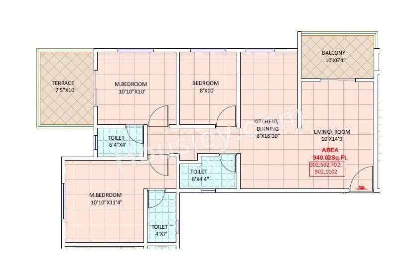 Unit plan - 940 sq.ft.