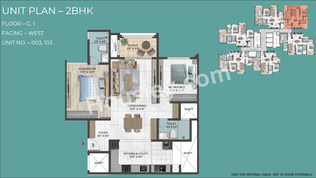 Unit plan - 890 sq.ft.