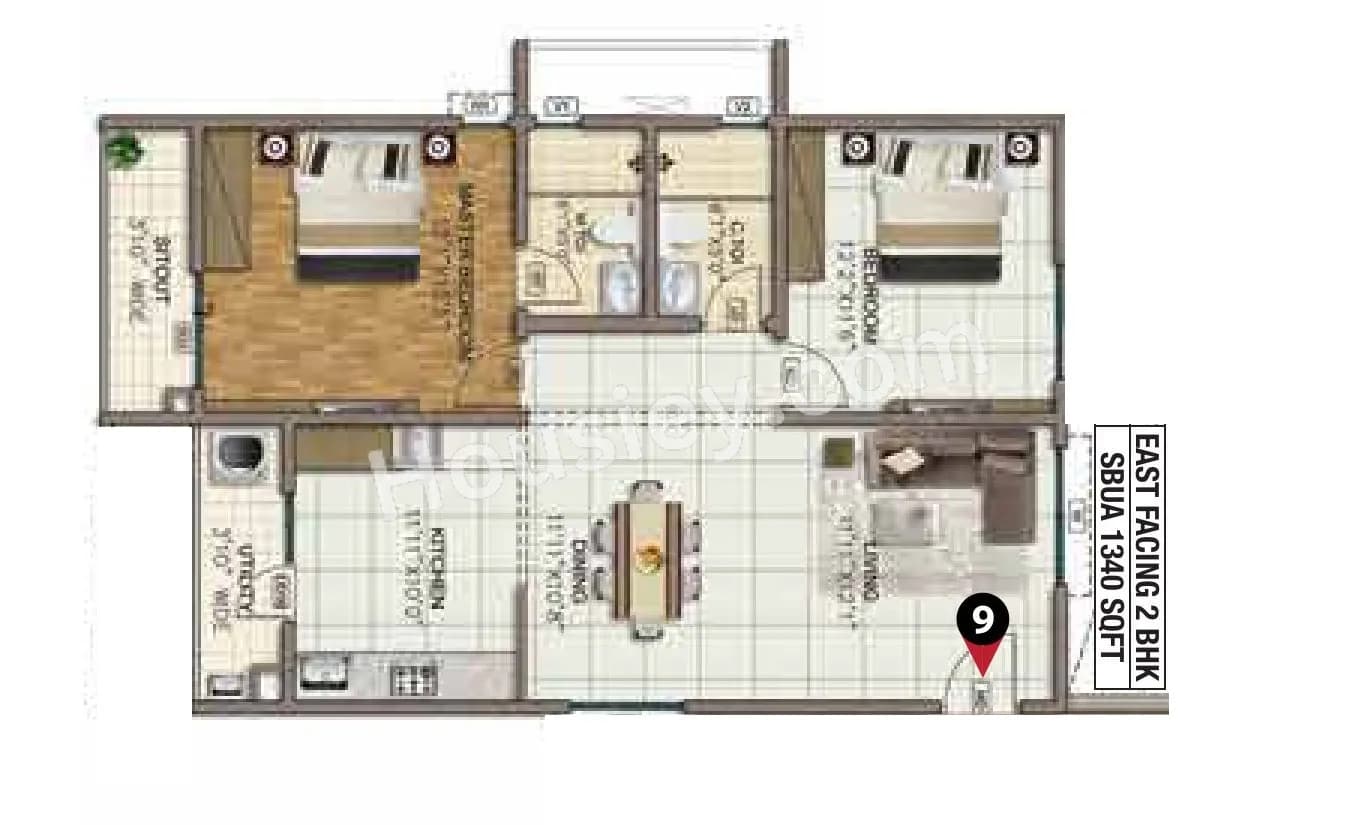 Unit plan - 938 sq.ft.