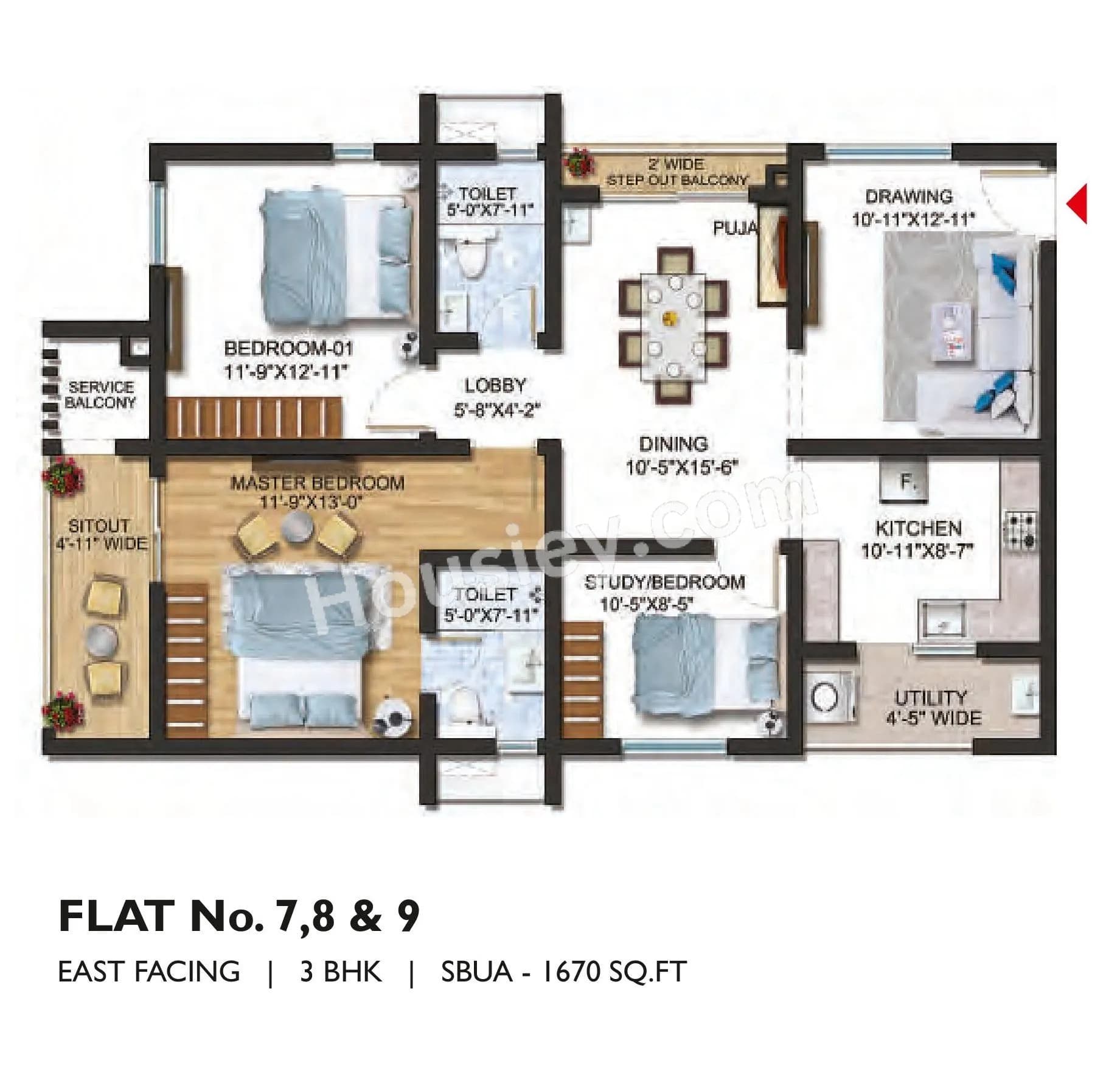 Unit plan - 1169 sq.ft.