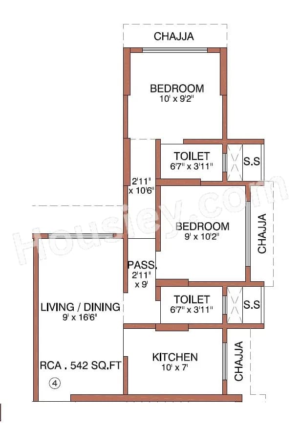 Unit plan - 543 sq.ft.