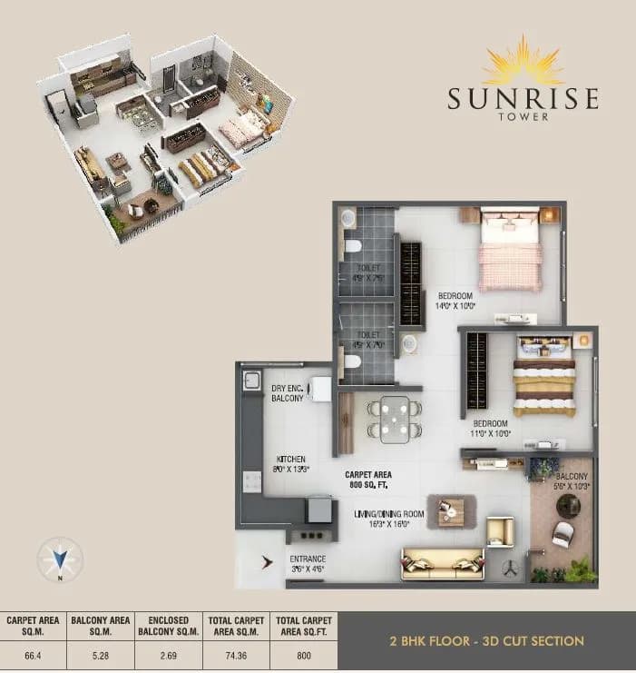 Unit plan - 800 sq.ft.