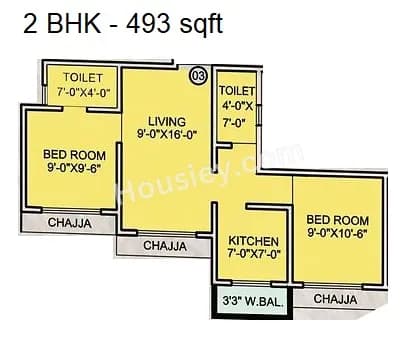 Unit plan - 493 sq.ft.