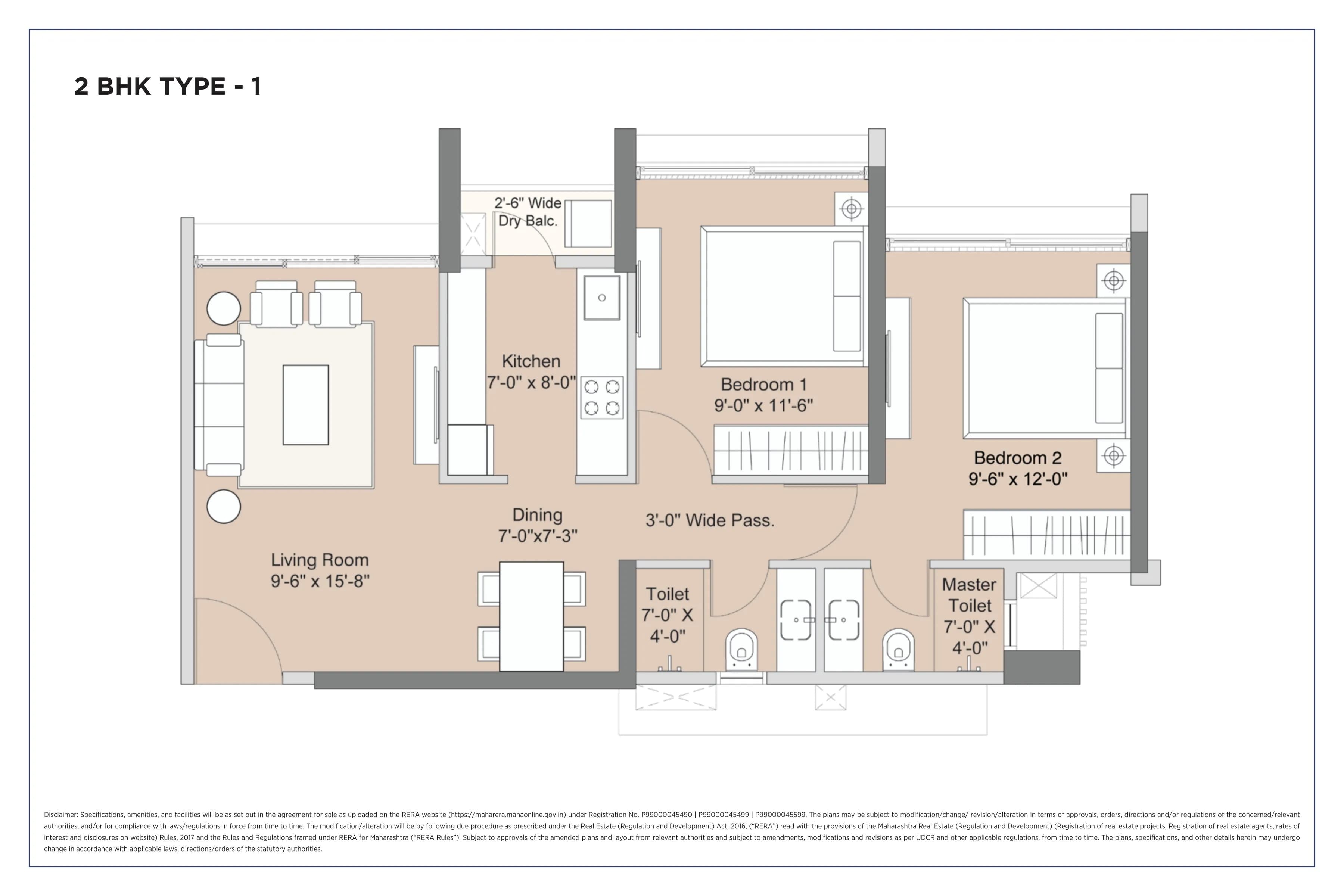 Unit plan - 634 sq.ft.