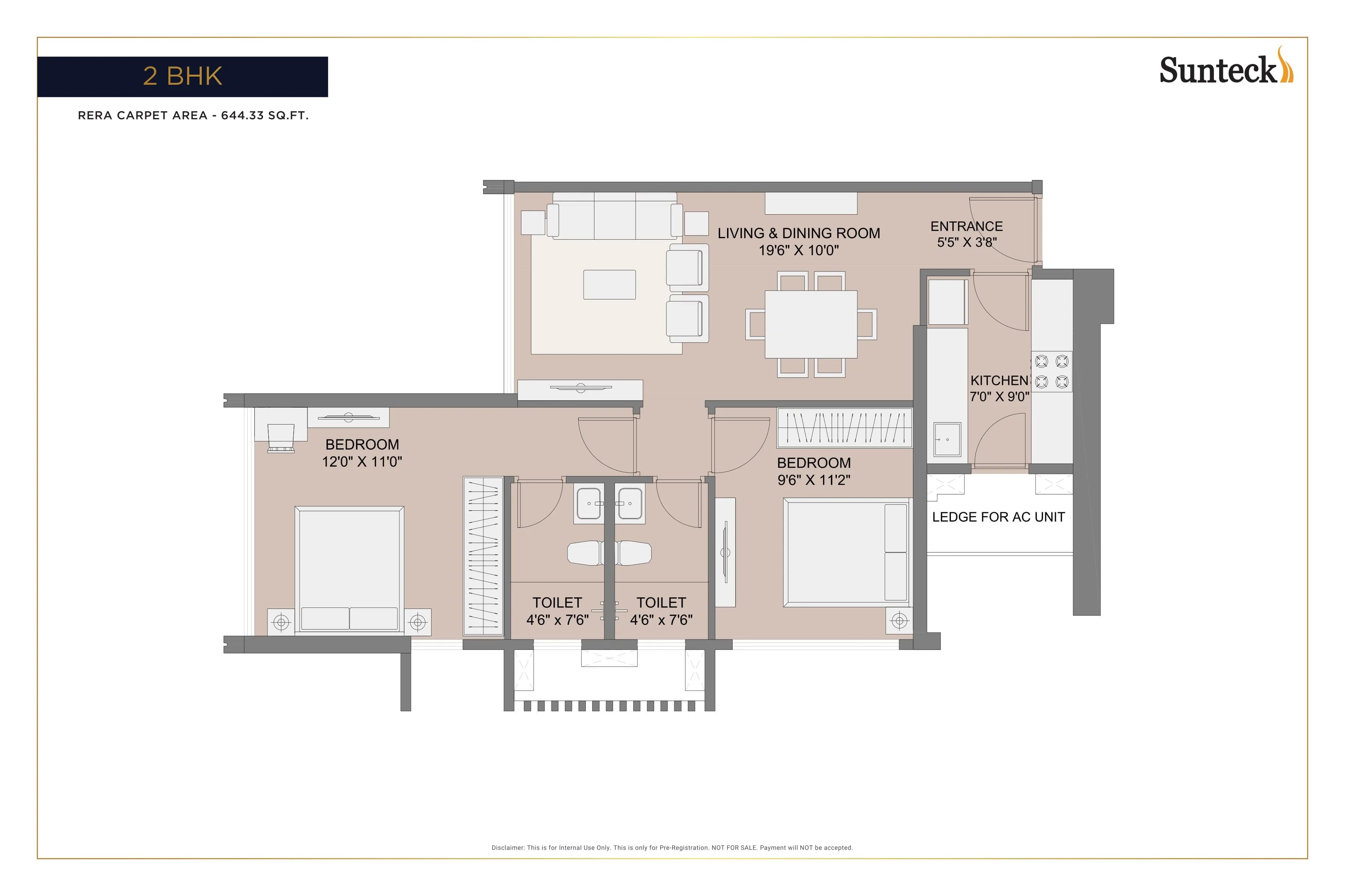 Unit plan - 644 sq.ft.