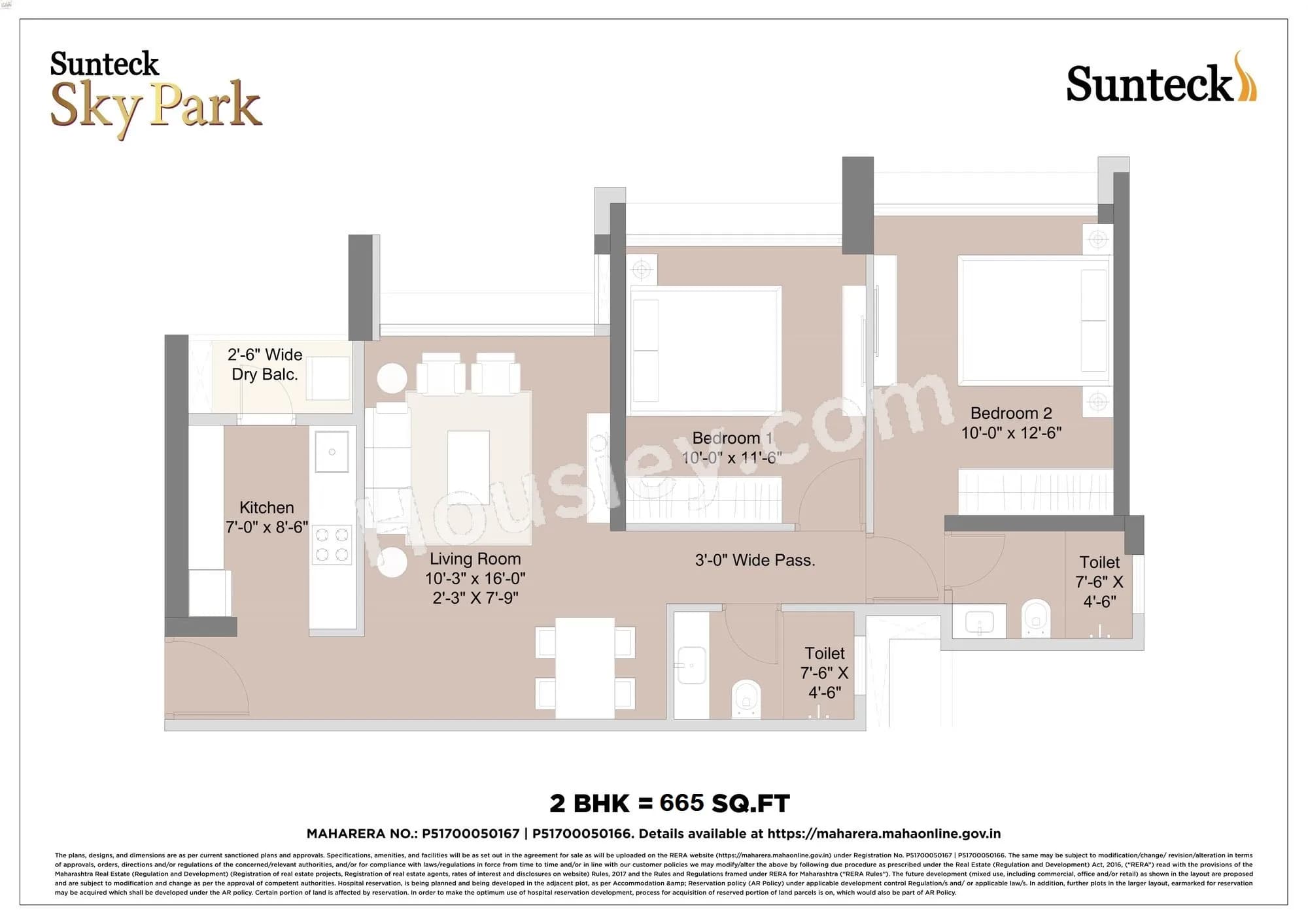 Unit plan - 665 sq.ft.