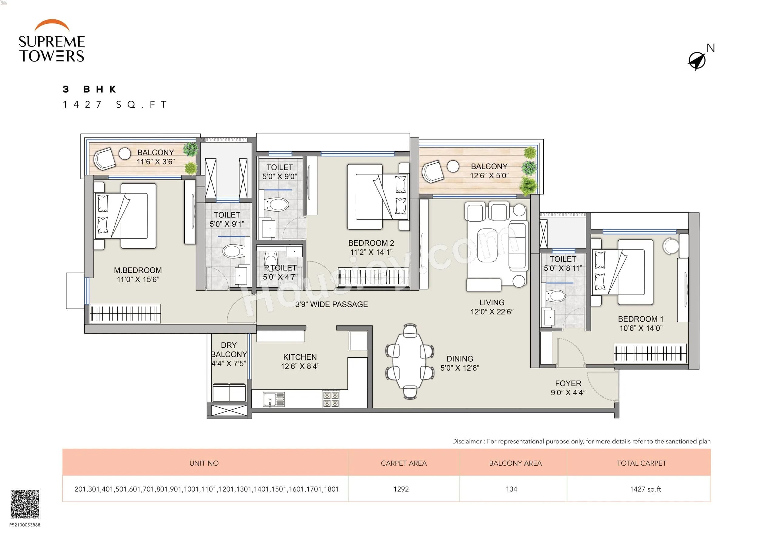 Unit plan - 1427 sq.ft.