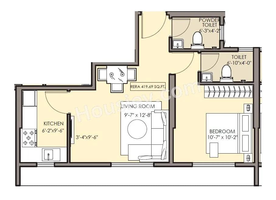 Unit plan - 419 sq.ft.