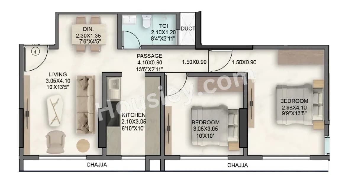 Unit plan - 605 sq.ft.
