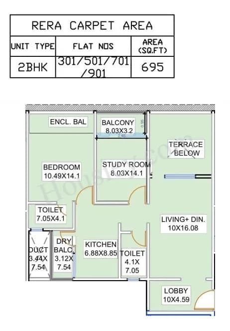 Unit plan - 695 sq.ft.