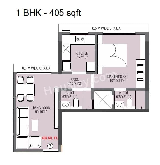 Unit plan - 405 sq.ft.