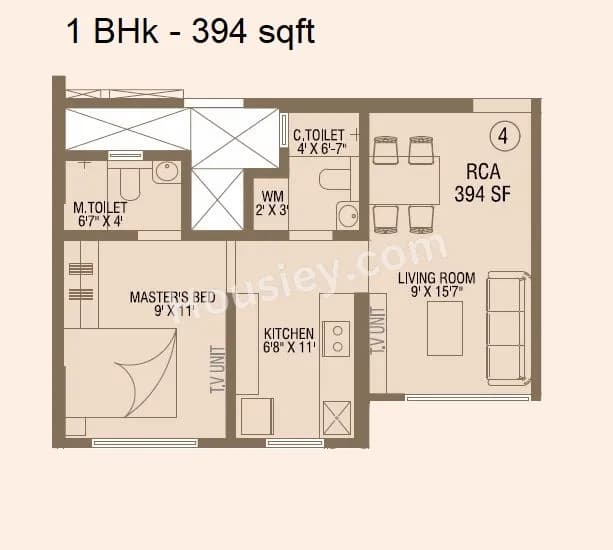 Unit plan - 394 sq.ft.