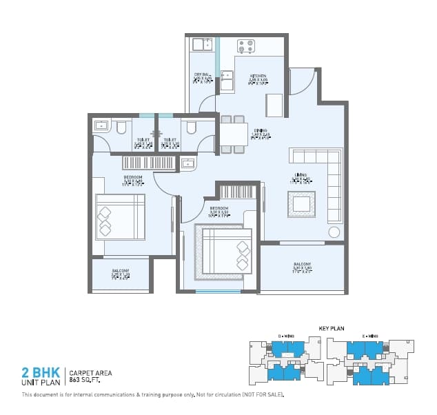 Unit plan - 863 sq.ft.