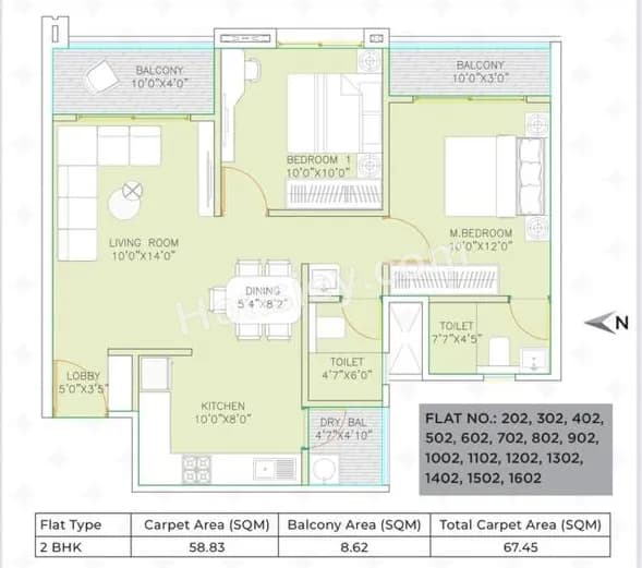 Unit plan - 726 sq.ft.