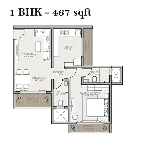 Unit plan - 467 sq.ft.