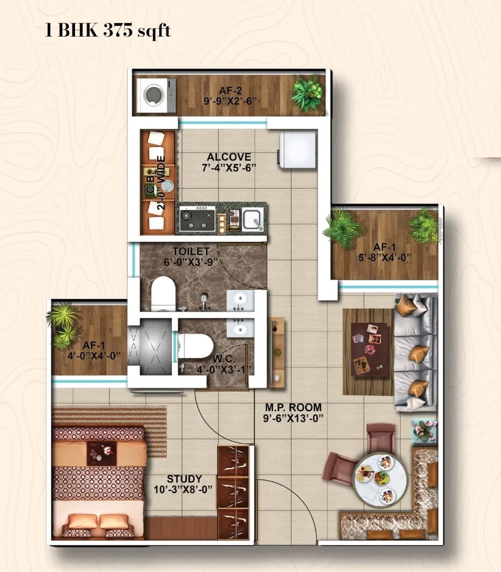 Unit plan - 375 sq.ft.
