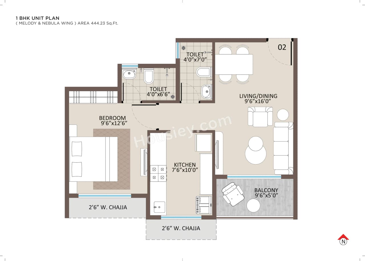Unit plan - 444 sq.ft.