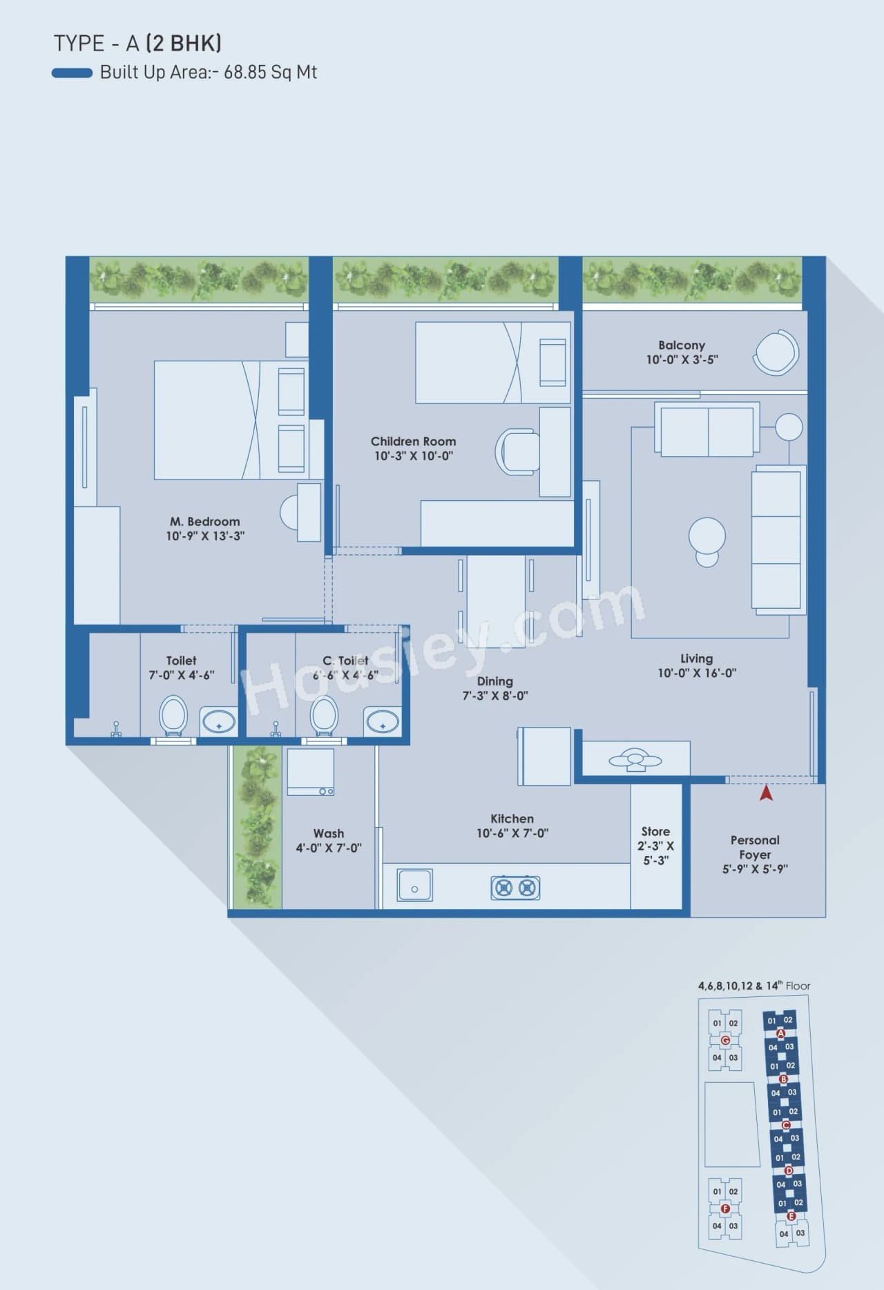 Unit plan - 738 sq.ft.