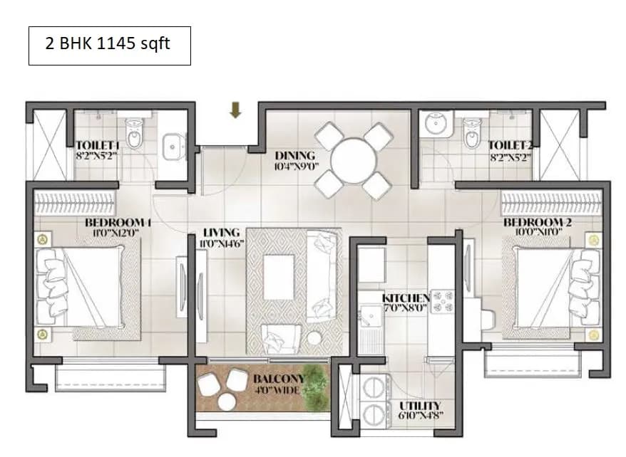 Unit plan - 744 sq.ft.