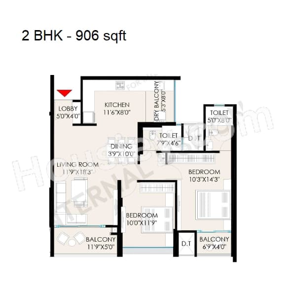 Unit plan - 906 sq.ft.