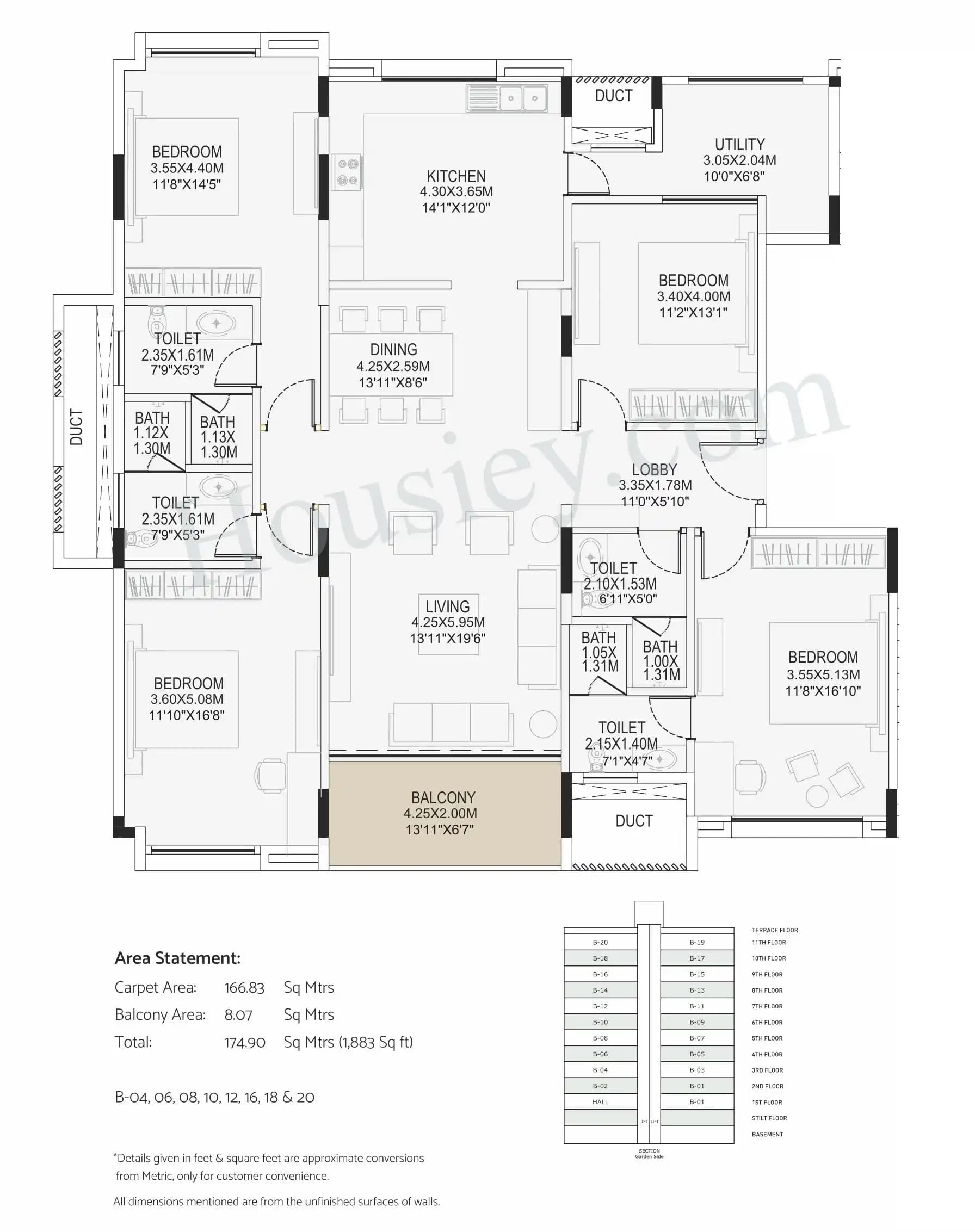 Unit plan - 1883 sq.ft.
