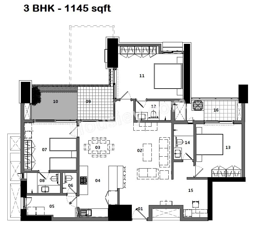Unit plan - 1445 sq.ft.