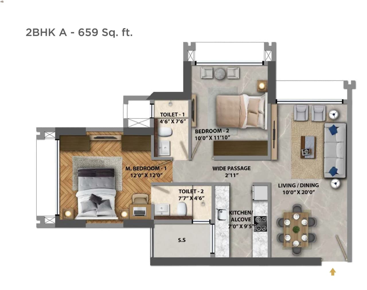 Unit plan - 659 sq.ft.
