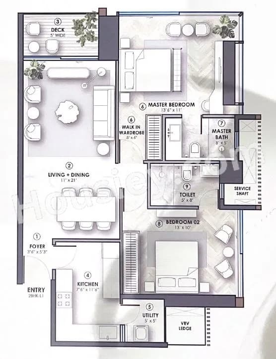 Unit plan - 860 sq.ft.