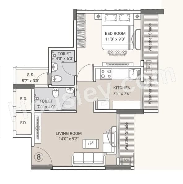 Unit plan - 390 sq.ft.