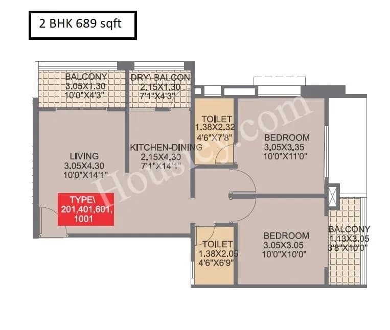Unit plan - 689 sq.ft.