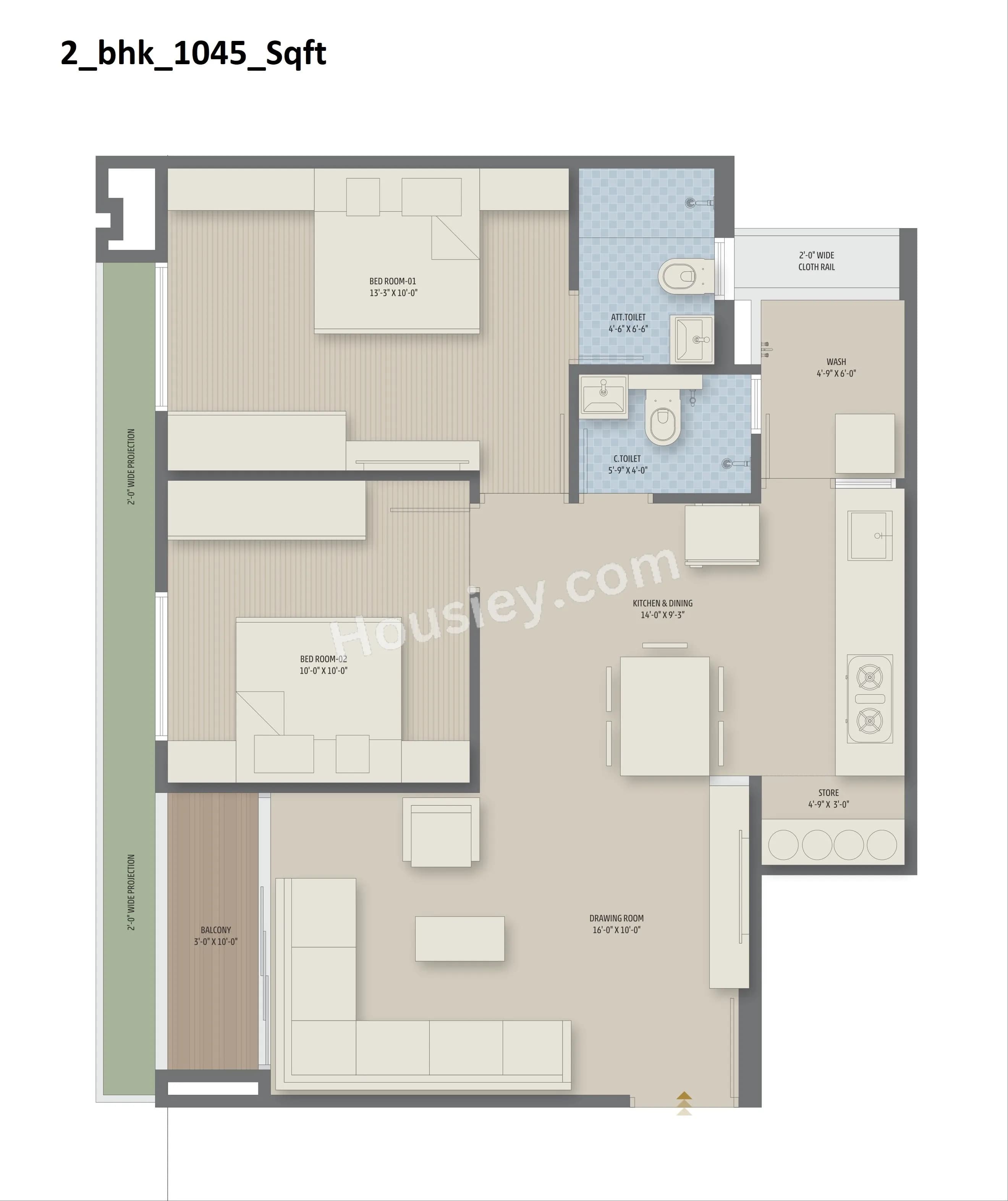 Unit plan - 721 sq.ft.